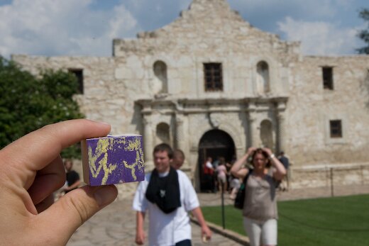 Jacob Goudreault painting given to me in front of the Alamo