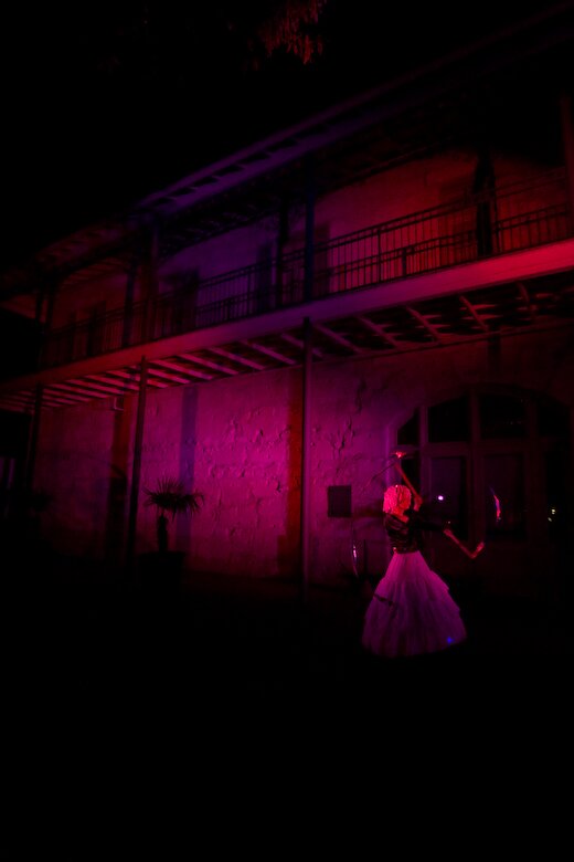 Rebecca Dietz seen performing in the Luminaria GOBO Rebecca Dietz seen performing in the Luminaria GOBO